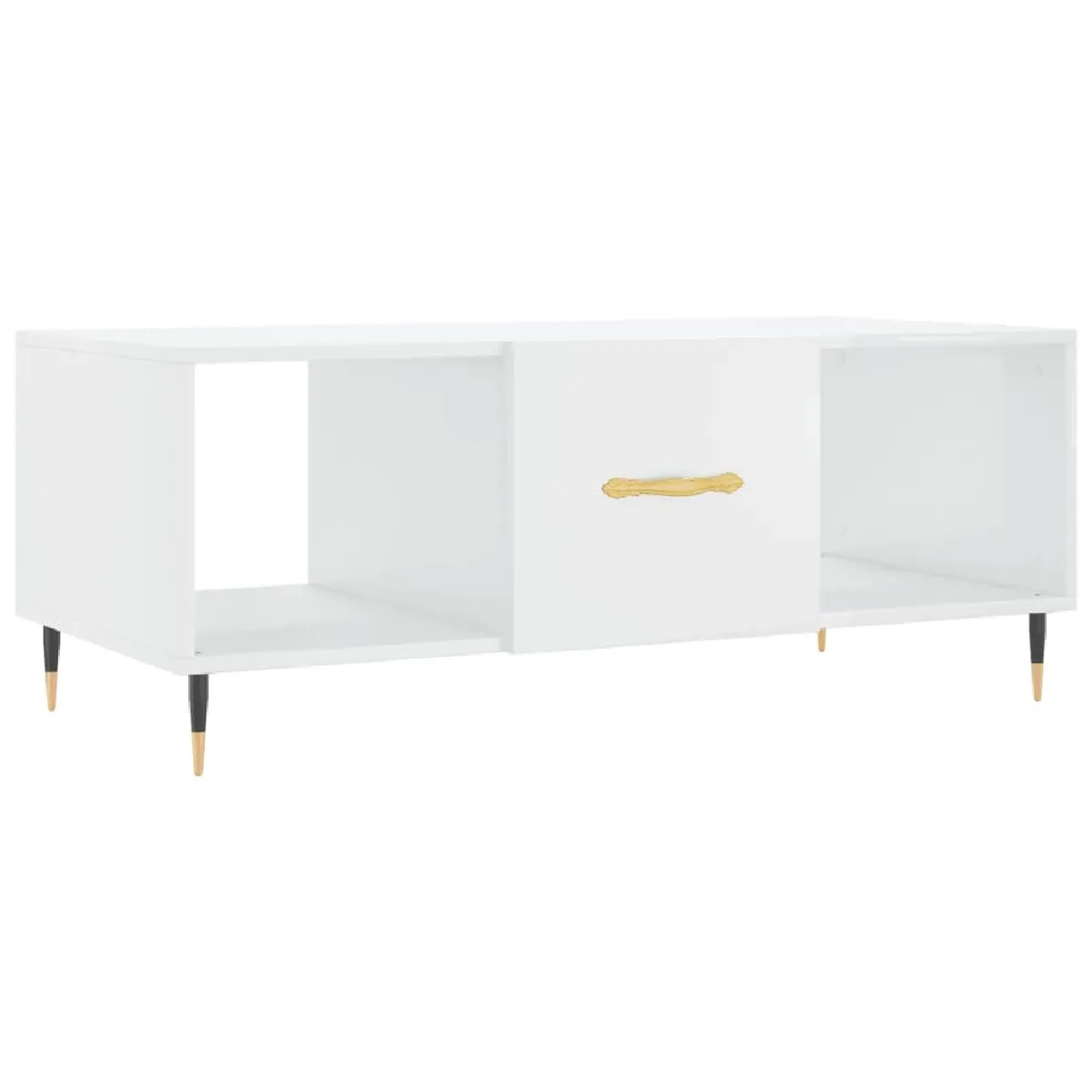 Maison Chic Table basse,Table Console Table d'appoint, Table pour salon Blanc brillant 102x50x40 cm Bois d'ingénierie -MN46827