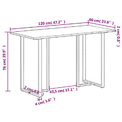 vidaXL Table à manger 120 cm Bois de manguier brut pas cher