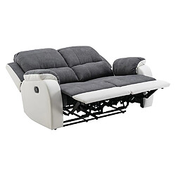 Vente-Unique Canapé 2 places relax en microfibre et simili gris et blanc BRODY pas cher