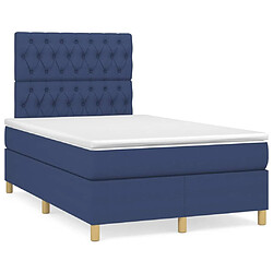 Maison Chic Lit adulte- Lit + matelas + LED,Sommier à lattes de lit matelas et LED bleu 120x190 cm tissu -GKD78549