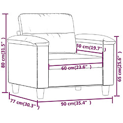 vidaXL Chaise de canapé crème 60 cm tissu microfibre pas cher