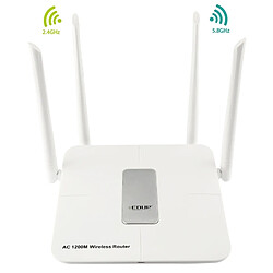 Wewoo Routeur blanc 1200 Mbps Sans Fil Double Bande WiFi Répéteur WiFi avec 4 Antennes WiFi, US Plug