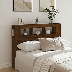 Avis Maison Chic Tête de lit scandinave à LED,meuble de chambre chêne marron 140x18,5x103,5cm bois ingénierie -MN13102