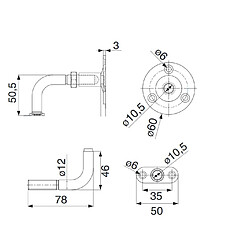 Torbel Industrie Support de rampe à visser coudé réglable de 84 à 94 mm - TORBEL - 9930041