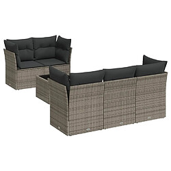 Maison Chic Salon de jardin 6 pcs avec coussins | Ensemble de Table et chaises | Mobilier d'Extérieur gris résine tressée -GKD79272