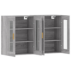 Maison Chic Lot de 2 Armoires murales,Meuble de Rangement,Armoire Suspendue sonoma gris bois d'ingénierie -MN55829 pas cher