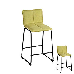 Dansmamaison Duo de tabourets de bar Vert Tissu/Métal - GANR Duo de tabourets de bar Vert Tissu/Métal - GANR - L 41 x l 45 x H 93 cm