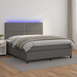 vidaXL Sommier à lattes de lit avec matelas et LED Gris 140x200 cm