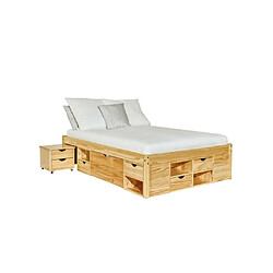 Vente-Unique Lit Multi-Rangements "Clark" 160x200cm Naturel 