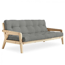 Inside 75 Canapé convertible futon GRAB pin naturel coloris gris couchage 130 cm.