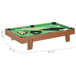 vidaXL Mini table de billard 3 pieds 92x52x19 cm Marron et vert pas cher