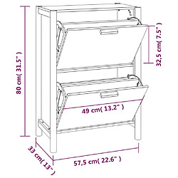 vidaXL Armoire à chaussures 57,5x33x80 cm Bois d'ingénierie pas cher