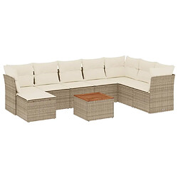 Maison Chic Salon de jardin avec coussins 9 pcs | Ensemble de Table et chaises | Mobilier d'Extérieur beige résine tressée -GKD50661