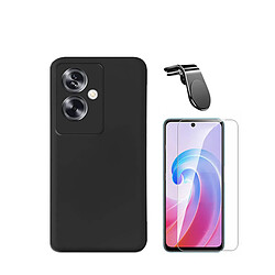 Jeu de films en verre trempé de la couverture 5D + Cas de silicone liquide + SuppOrt Magnétique L Voiture de conduite sécuritaire Phonecare pour Oppo A79 5G - le noir