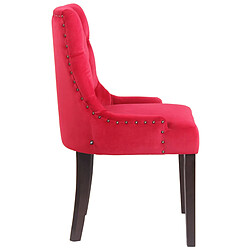 Avis Decoshop26 Chaise de salle à manger coutures décoratives et boutons asssise en velours rouge et peids en bois foncé 10_0001929