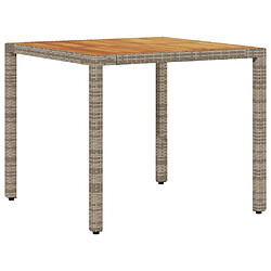 vidaXL Table de jardin et dessus en bois d'acacia gris résine tressée