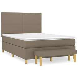 vidaXL Sommier à lattes de lit avec matelas Taupe 140x200 cm Tissu