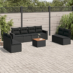 Maison Chic Ensemble Tables et chaises d'extérieur 9 pcs avec coussins,Salon de jardin noir résine tressée -GKD427227