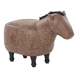 Beliani Tabouret enfant en cuir PU marron HORSE 