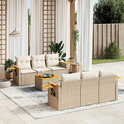 vidaXL Salon de jardin avec coussins 7 pcs beige résine tressée 