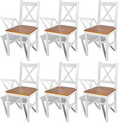 Decoshop26 Lot de 6 chaises de salle à manger cuisine design classique Pinède blanc CDS022158 