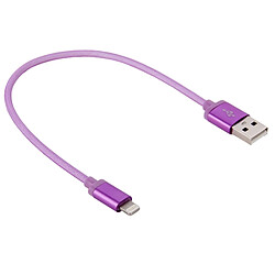 Wewoo Câble Violet pour iPhone X / 8 & 8 Plus / 7 & 7 Plus / 6 & 6s & 6 Plus & 6s Plus / 5 & 5S & SE & 5C / iPad 25cm Net Style tête en métal Lightning à USB données / de chargeur, 