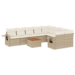 Maison Chic Salon de jardin avec coussins 10 pcs | Ensemble de Table et chaises | Mobilier d'Extérieur beige résine tressée -GKD99650