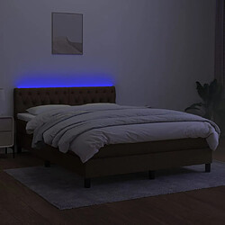 Avis vidaXL Sommier à lattes de lit matelas et LED Marron foncé 140x190 cm