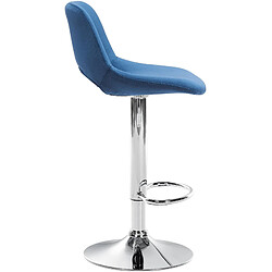 Decoshop26 Tabourets de bar chaises haute x2 avec repose-pieds en velours bleu piètement métallique chromé 10_0004073 pas cher