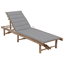 vidaXL Chaise longue de jardin avec coussin Bambou