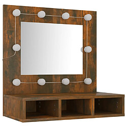 Helloshop26 Armoire à miroir avec led 60 x 31,5 x 62 cm chêne fumé 02_0006660