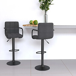 vidaXL Tabourets de bar lot de 2 gris foncé tissu 