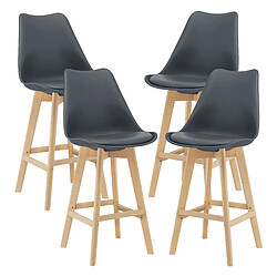 Helloshop26 Lot de 4 tabourets de bar plastique synthétique hêtre 105 x 48 x 58 cm gris 03_0008718 