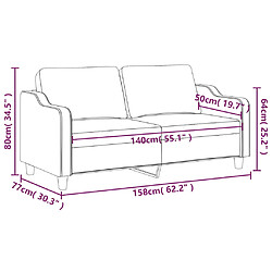 vidaXL Canapé à 2 places Crème 140 cm Tissu pas cher