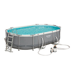 Piscine Hors-sol Tubulaire Bestway Power Steel Ovale 488x305x107 cm Filtre à Sable de 3.028 litres/heure Avec Bâche et Échelle