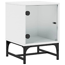 Maison Chic Table de chevet avec porte en verre, Table de Nuit blanc 35x37x50 cm