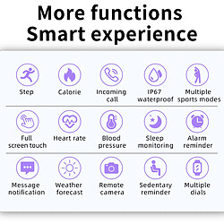 Yonis Montre Connectée Etanche 1.28' IP67 Moniteur Pression Sanguine Sommeil Rythme Cardiaque pas cher