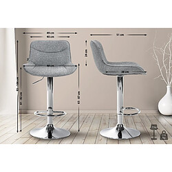 Non Lot de 2 tabourets de bar Vonore tissu chrome