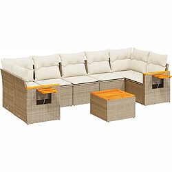 vidaXL Salon de jardin avec coussins 8 pcs beige résine tressée