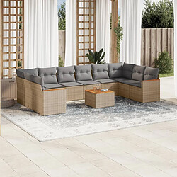 vidaXL Salon de jardin et coussins 11 pcs mélange beige résine tressée