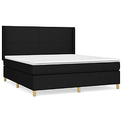 vidaXL Sommier à lattes de lit avec matelas Noir 180x200 cm Tissu