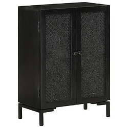 vidaXL Buffet noir 55x30x77 cm bois massif de manguier et fer