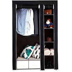 Dressing en tissu avec portes à fermeture éclair Nyana Home Dimensions 170x110x45 cm Noir 