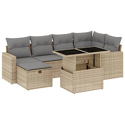 vidaXL Salon de jardin avec coussins 7 pcs beige résine tressée