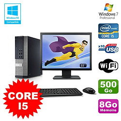 Lot PC Dell 7010 SFF Core I5 2400 3.1GHz 8Go Disque 500Go Wifi W7 + Ecran 22" - Occasion