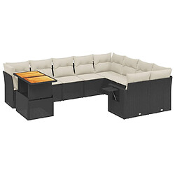 Maison Chic Salon de jardin 10 pcs avec coussins, Ensemble Tables et chaises d'extérieur noir résine tressée -GKD496894