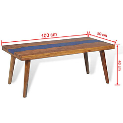 vidaXL Table basse Teck Résine 100x50x40 cm pas cher