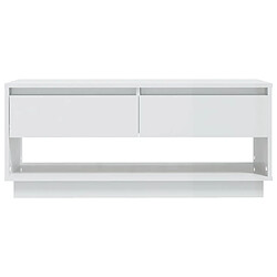 Maison Chic Meuble TV scandinave - Banc TV pour salon Blanc brillant 102x41x44 cm Aggloméré -MN79676 pas cher