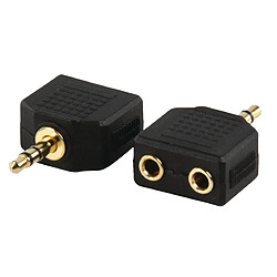 Ansell Adaptateur Jack stereo 3,5 mm mâle - 2x 3,5 mm femelle Noir