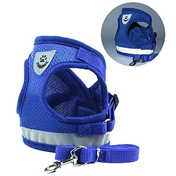 Justgreenbox Harnais pour chien Harnais pour animaux de compagnie sans traction Harnais pour chien à air comprimé, maille douce réfléchissante, Bleu, L